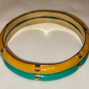 J. Crew Green and Yellow Bamboo Bangle Set